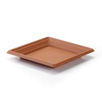 Plasticforte Opvangschaal - terracotta bruin - vierkant - voor pot van 25 cm - kunststof
