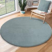 Karpet24 Loft - Luxe Fluweelzacht Effen Vloerkleed in Blauw, Modern & Stijlvol-Ø 200 cm rond