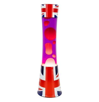 Fisura Lava Lamp Tower - Engelse Vlag Basis Met Blauwe Vloeistof En Rode Lava