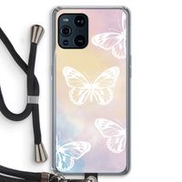 White butterfly: Oppo Find X3 Transparant Hoesje met koord