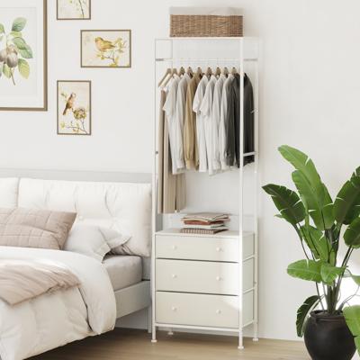Kledingrek met Lades & 3-positie Hangstang & Opbergvakken Kast-organizer Wit