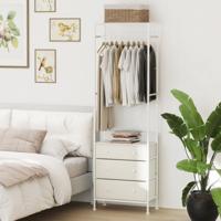 Kledingrek met Lades & 3-positie Hangstang & Opbergvakken Kast-organizer Wit