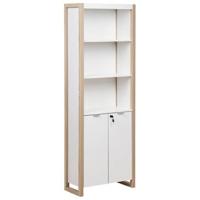 Beliani - JOHNSON - Boekenkast met locker - Lichthout|Wit - Vezelplaat Beliani - JOHNSON - Boekenkast met locker - Lichthout|Wit - Vezelplaat