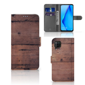 Huawei P40 Lite Book Style Case Old Wood