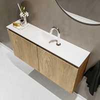 Mondiaz Ture 100cm toiletmeubel washed oak met wastafel talc midden 1 kraangat - thumbnail