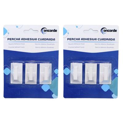 Concorde Badkamer ophanghaakjes - 6x stuks - kunststof - wit - zelfklevend