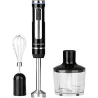 GourmetMaxx Staafmixer 200 W Werkt op accu/batterij, Met hakmolenopzet, Met garde, Incl. mixopzet Zwart, Zilver