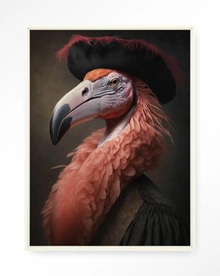Urban Cotton Wandkleed 'Flamingo' 145 x 190cm in Floating Frame - off white