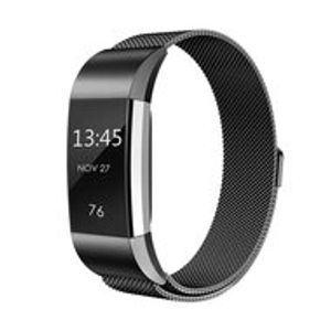 Fitbit Charge 2 milanese bandje - Maat: Large - Zwart