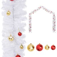 VidaXL Kerstslinger versierd met kerstballen 10 m wit