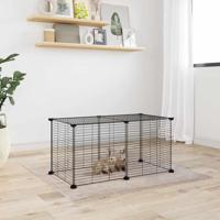 VidaXL Huisdierenkooi met 8 panelen 35x35 cm staal zwart