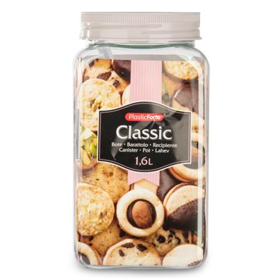 Plasticforte keuken voorraadpot - weckpot - taupe - 1.6 liter - kunststof Plasticforte keuken voorraadpot - weckpot - taupe - 1.6 liter - kunststof