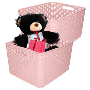 Opbergmand - 4x - Kastmand - rotan kunststof - oud roze - 28 Liter - 34 x 40 x 23 cm