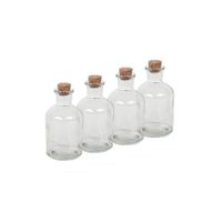 4x Transparante glazen flessen met kurken dop 125 ml