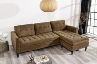 Retro hoekbank STOCKHOLM 220cm bruin corduroy Spring Core 3-zits - 44153