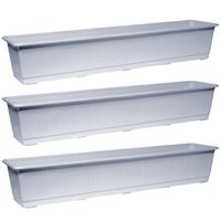 Set van 3x stuks plantenbakken licht grijs rechthoekig 80 x 17,5 x 14,5 cm