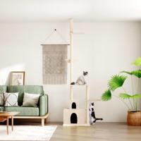 VidaXL Kattenmeubel vloer tot plafond 250,5-276,5 cm crèmekleurig VidaXL Kattenmeubel vloer tot plafond 250,5-276,5 cm crèmekleurig