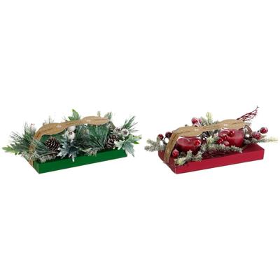 Kaars DKD Home Decor Rood Groen 5,5 x 5,5 x 6,5 cm (2 Stuks)