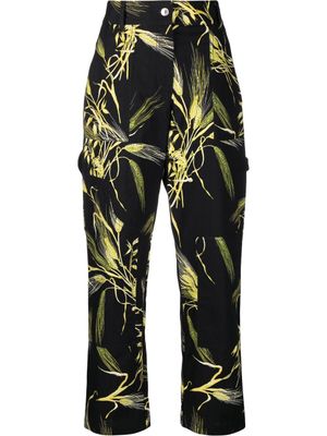 MSGM pantalon à imprimé feuillage - Noir