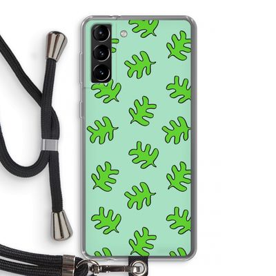 Groene blaadjes: Samsung Galaxy S21 Plus Transparant Hoesje met koord