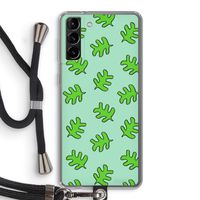 Groene blaadjes: Samsung Galaxy S21 Plus Transparant Hoesje met koord