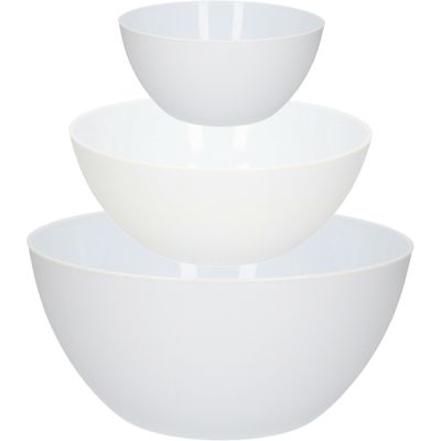 Kommetjes/schaaltjes - 9x stuks - Dessert/ontbijt - Kunststof - Wit