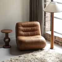 Dutchbone Fauteuil 'Wyatt' Wax Leder, kleur Cognac