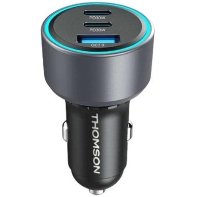 Autolader - THOMSON - 60 W - Volledig nieuwe generatie GAN-technologie - 2 USB-C - PD 30 W + USB-A - QC 3.0 - 18 W