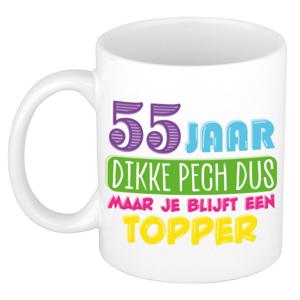 Verjaardag cadeau mok 55 jaar - wit - dikke pech dus - 300 ml - Keramiek