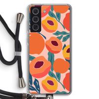 Perzik: Samsung Galaxy S21 FE Transparant Hoesje met koord