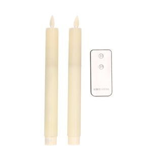 2x Ivoor LED kaarsen/dinerkaarsen op afstandsbediening 23 cm