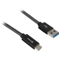 Sharkoon usb 3.2 kabel, usb-a > usb-c (zwart/grijs, 1 meter)