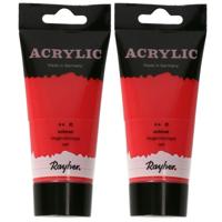 Acrylverf/hobbyverf op waterbasis - 2x - rood - 75 ml - Schilderen/knutselen