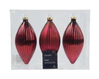 Olijf glas d6h13 cm ossenbloed 3st - Decoris