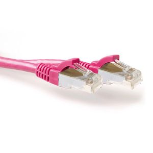 ACT Roze 10 meter LSZH SFTP CAT6A patchkabel snagless met RJ45 connectoren