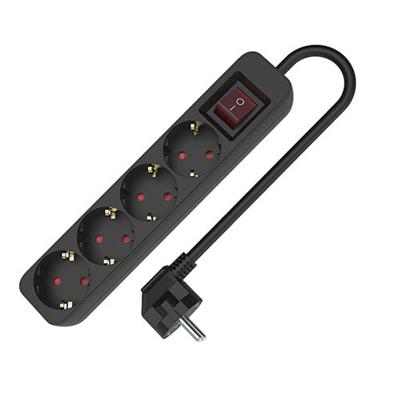 4-voudige Stekkerdoos met Schakelaar TM Electron 3680 W Zwart (1,5 m)