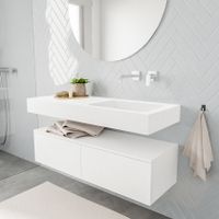 Mondiaz Alan badmeubel 120 cm talc 2 lades vrijhangend wastafel rechts zonder kraangat wit