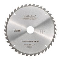 Metabo Cirkelzaagblad "Precision Cut" HW/CT Ø 216 mm, 40 WZ 5° - 628060000