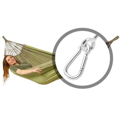 Eenpersoons hangmat met bevestiging - 300x140cm - Groen - 120kg draagkracht- 100% katoen - binnen & buiten