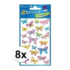 Vlinder Stickers - 24 vellen - hobby stickertjes - gekleurd