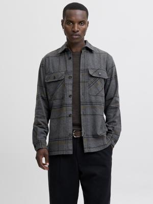 J&j Premium Jprrayle Melange Check L/s Overshirt Sn Overshirt Dark Grey