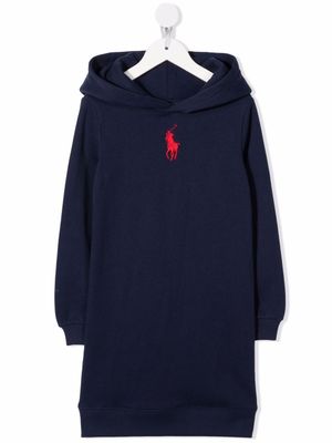POLO RALPH LAUREN KIDS robe-hoodie à logo brodé - Bleu