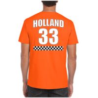 Oranje t-shirt met rugnummer 33 - Holland / Nederland race fan shirt voor heren - thumbnail