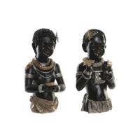 Decoratieve figuren DKD Home Decor 20,5 x 18 x 35 cm Zwart Koloniaal Afrikaanse (2 Stuks)