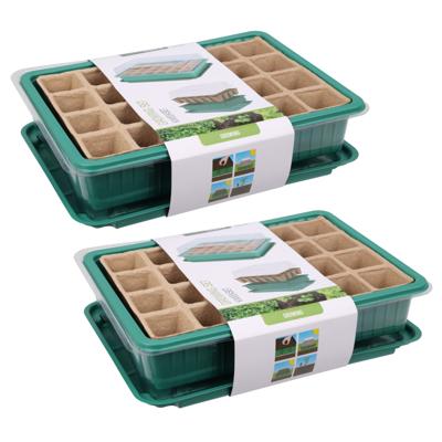 Pro Garden Stekpotje / kweekpot in kweekbak - 2x - 5 stuks - 27 x 20 x 11 cm - turfpotjes