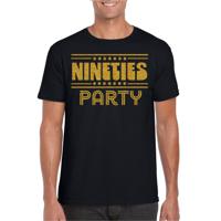 Bellatio Decorations Verkleed T-shirt voor heren - nineties party - zwart - goud glitter - themafeest 2XL  -