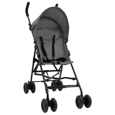 VidaXL Kinderbuggy staal lichtgrijs en zwart