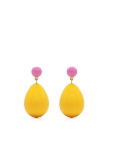 Eshvi boucles d'oreilles pendantes à modèle bicolore - Jaune