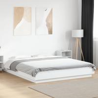 Bedframe met LED-verlichting bewerkt hout wit 150x200 cm