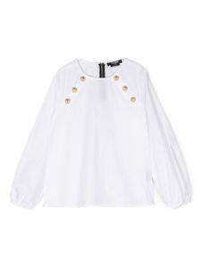 Balmain Kids blouse en coton à manches longues - Blanc